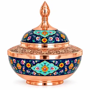 قندان میناکاری مسی آقاجانی مدل سلجوقی 