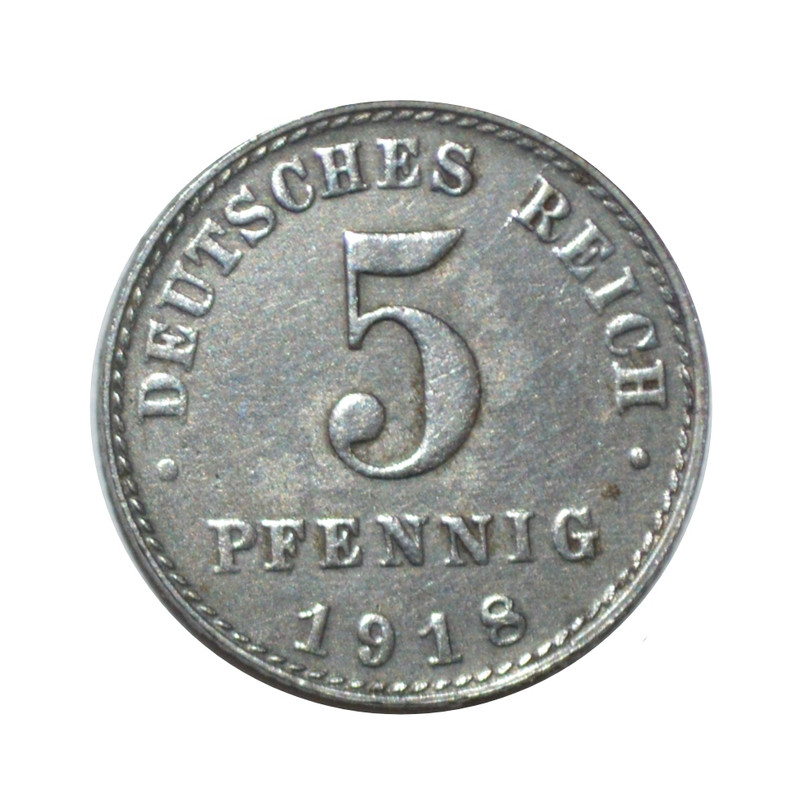 سکه تزیینی طرح کشور آلمان رایش مدل 5 فینینگ 1918 میلادی 