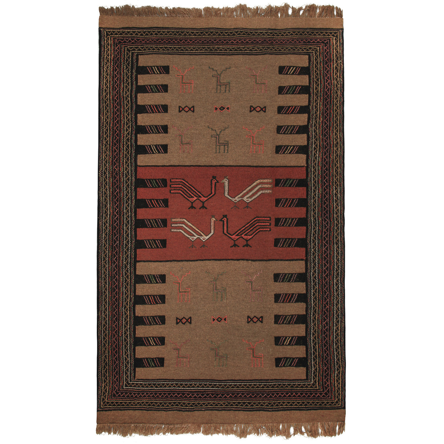 گلیم دستبافت یک و نیم متری کد 363004