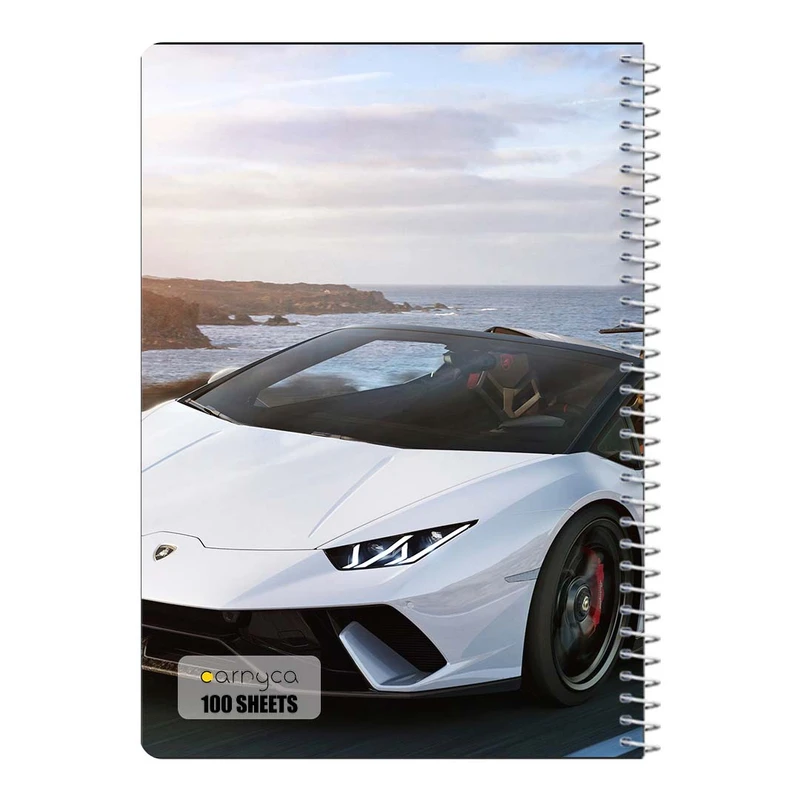دفتر مشق 100 برگ سیمی کارنیکا طرح لامبورگینی هوراکان Lamborghini Huracan کد 95405