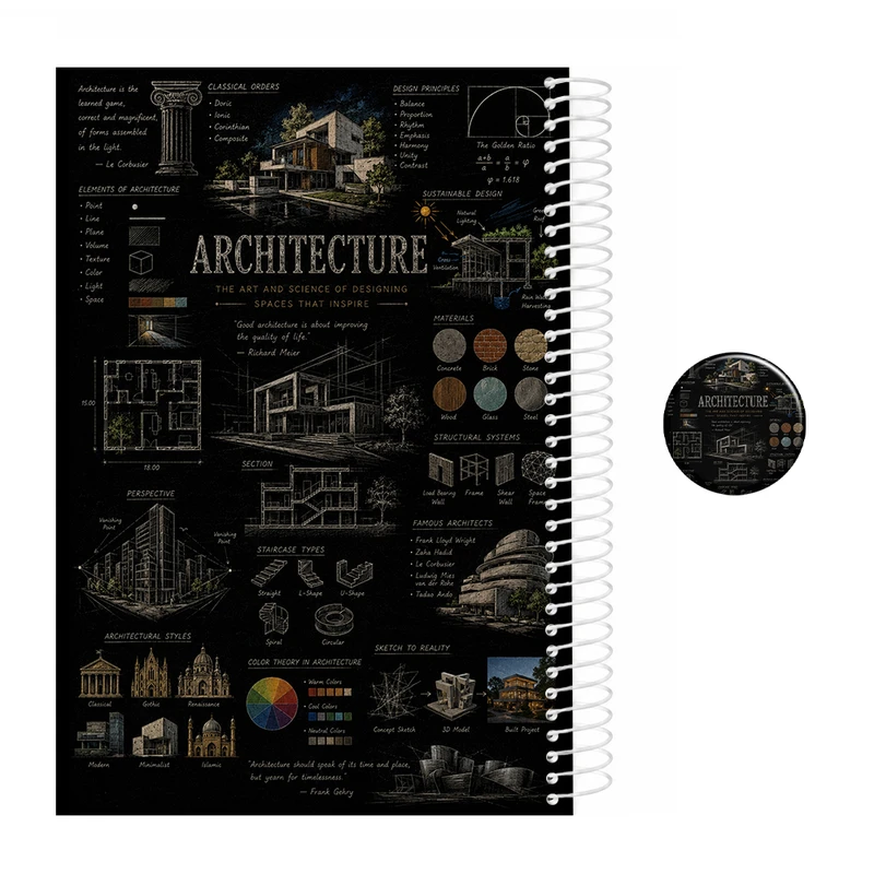 دفتر مشق 200 برگ سیمی مدل معماری کد 2 architecture به همراه پیکسل مجموعه 2 عددی