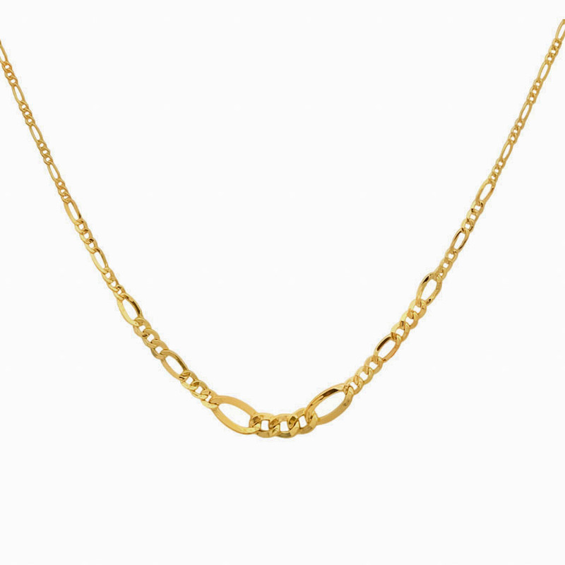 گردنبند طلا 18 عیار زنانه با زنجیر فیگارو گالری رحمانی مدل کونیک