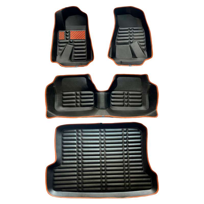 کفپوش پنج بعدی خودرو مدل نواردار مناسب برای پژو 405 به همراه کفپوش صندوق