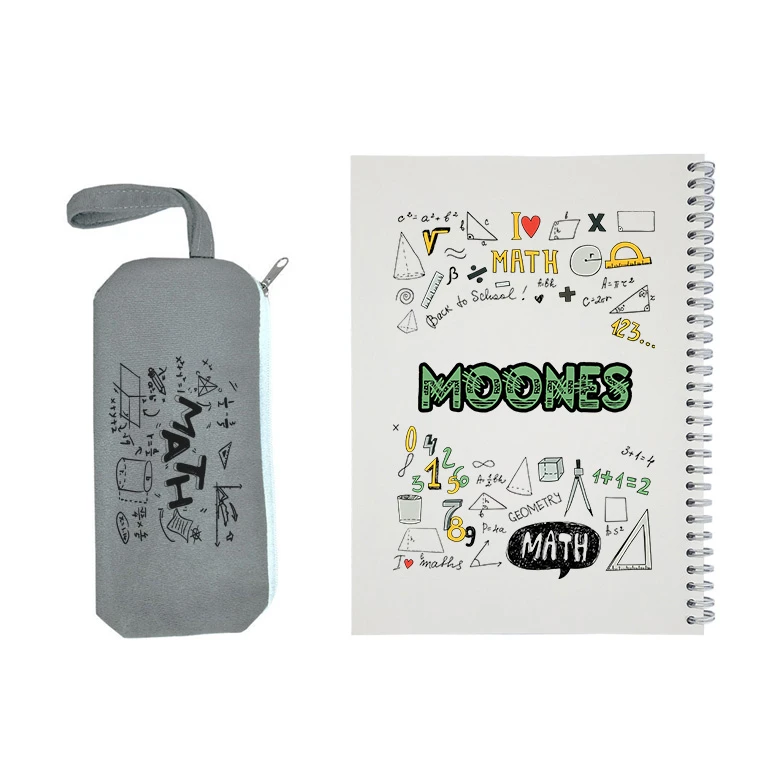 دفتر مشق 50 برگ طرح ریاضی مدل مونس به همراه جامدادی
