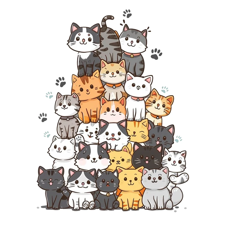 استیکر پارچه و لباس پاد آفرین مدل کارتونی گربه کد S1704