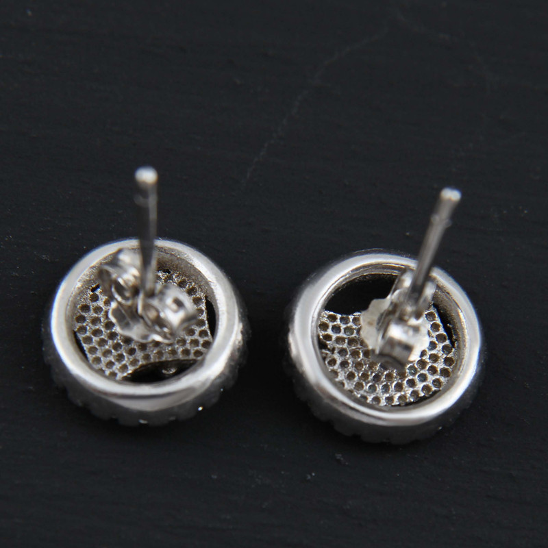 گوشواره نقره زنانه بازرگانی میلادی طرح کیتی فانتزی ابکاری رادیوم نگین برلیان بدون ریزش کد GZN_356