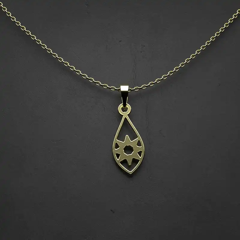 گردنبند طلا 18 عیار زنانه مدوپد مدل  طرح اشک و ستاره کد RR1295