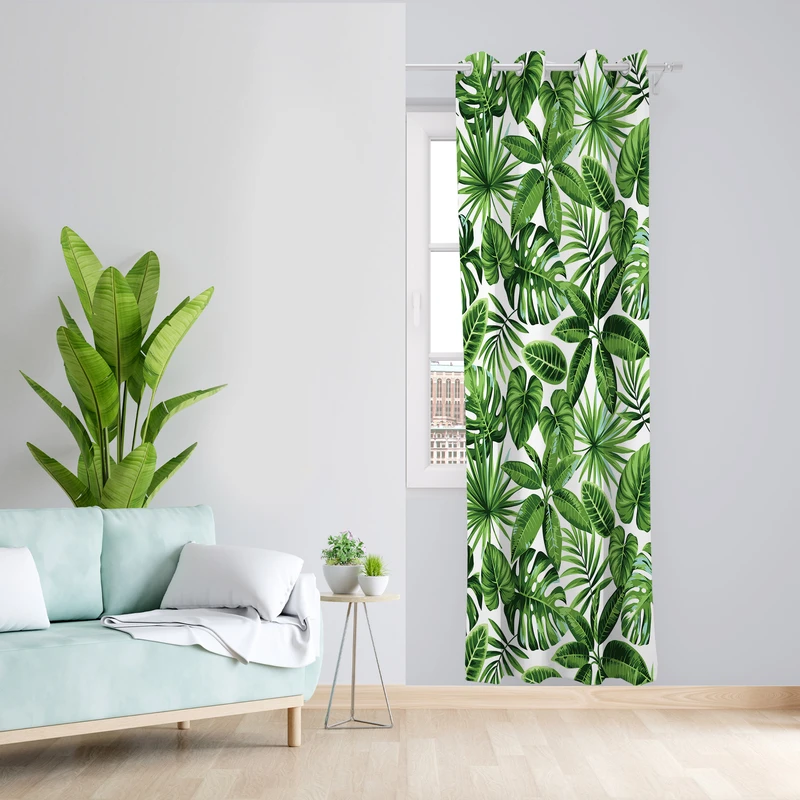 پرده طرح برگ مدل مخمل پانچی کد 1941 z سایز 140x200 سانتی متر