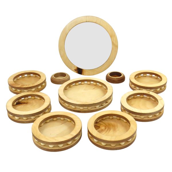 مجموعه ظروف هفت سین 10 پارچه مدل مهره دار چوبی HS01