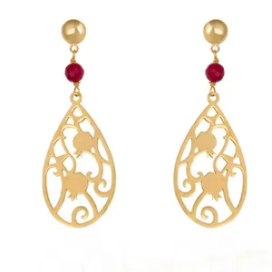 گوشواره طلا 18 عیار زنانه آمانژ طرح انار کد 1249D9173
