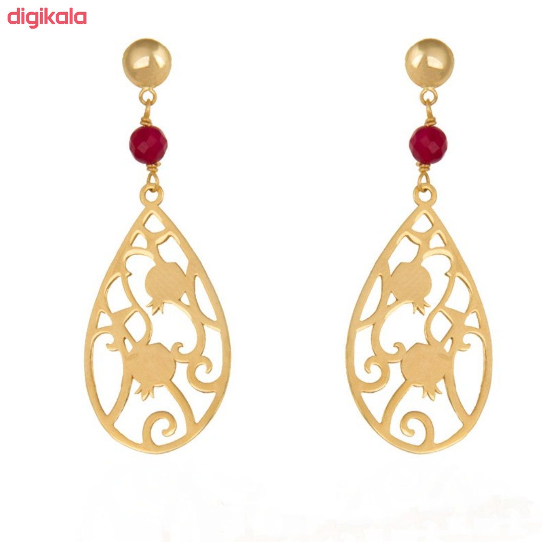 گوشواره طلا 18 عیار زنانه آمانژ طرح انار کد 1249D9173