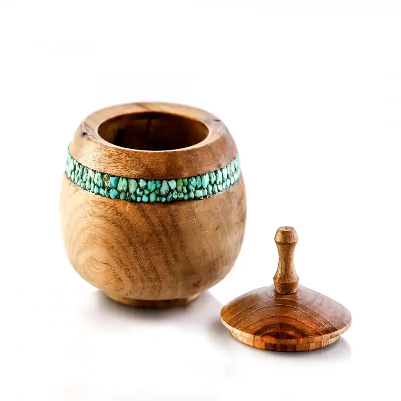 قندان فیروزه کوبی چوبی کد 003