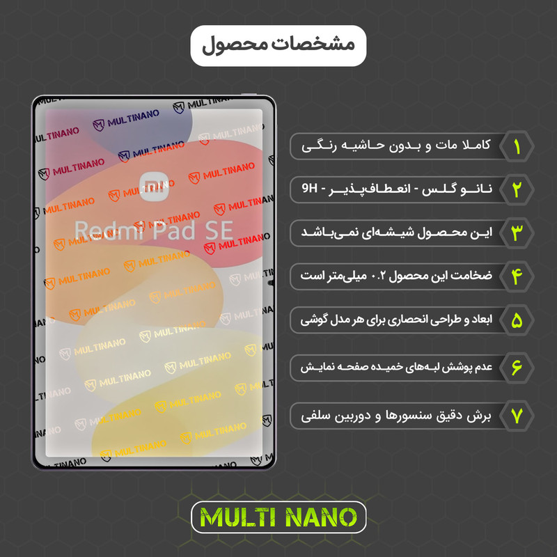 محافظ صفحه نمایش آنتی رفلکس مولتی نانو مدل X-S2M مناسب برای تبلت شیائومی Redmi Pad SE 11 inch بسته دو عددی