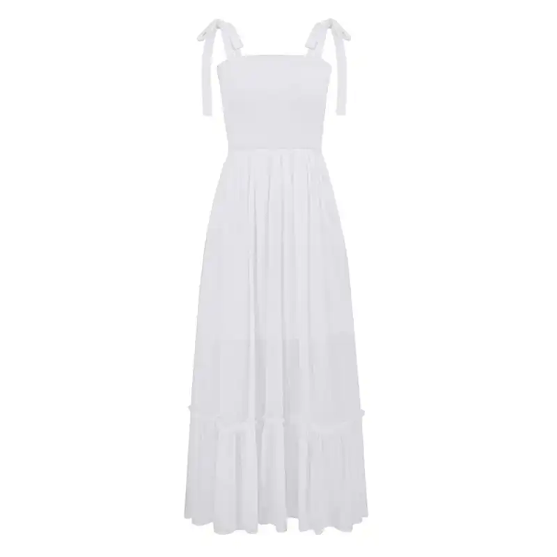 پیراهن زنانه مدل تابستانی بلند رنگ سفید