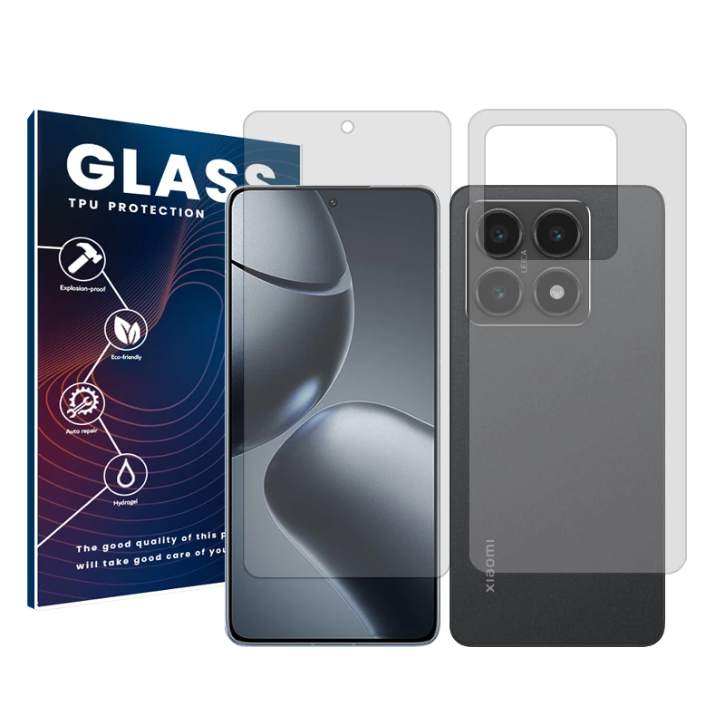 محافظ صفحه نمایش شفاف گلس مدل Resistant مناسب برای گوشی موبایل شیائومی 14T به همراه محافظ پشت گوشی 