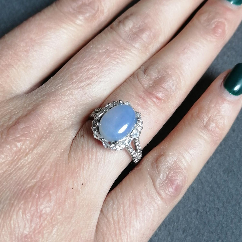 انگشتر نقره زنانه مدل عقیق یمنی کبود کد YW4088