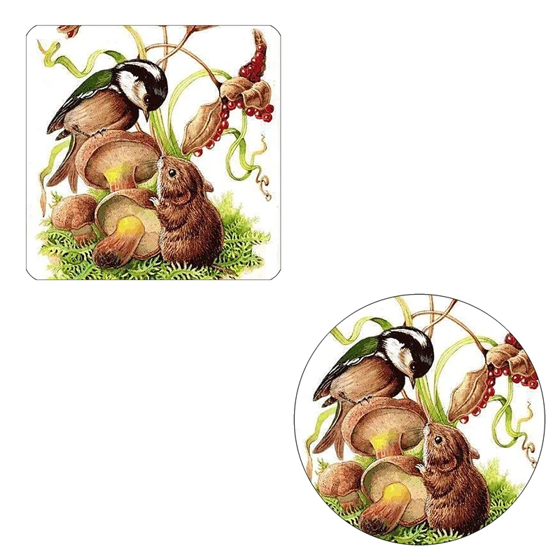 مگنت طرح پرنده و سنجاب کد M1 به همراه زیر لیوانی