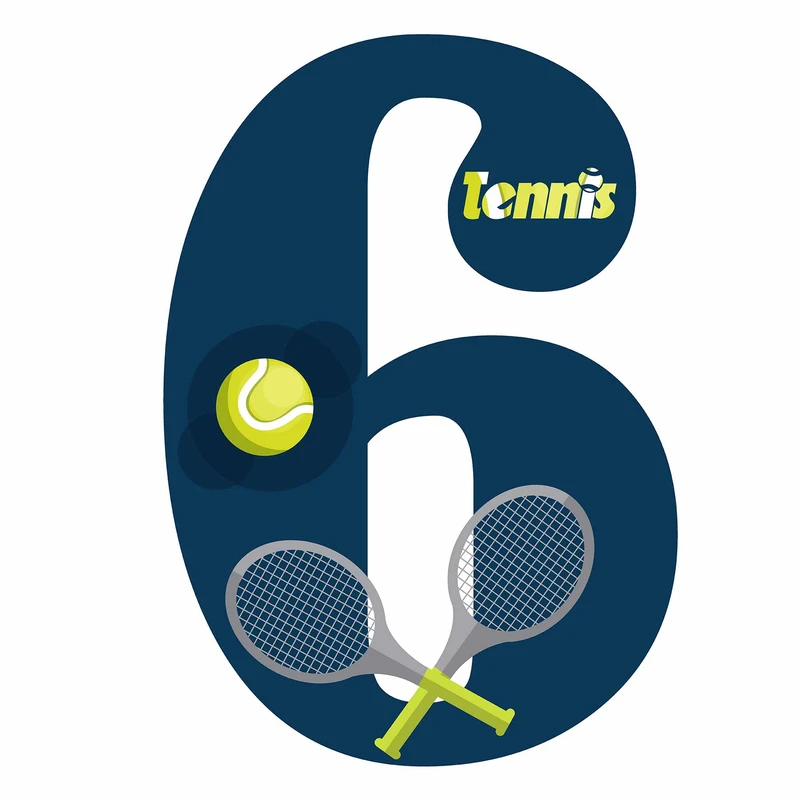 استند رومیزی تولد مدل عدد 6 طرح تنیس کد 1359