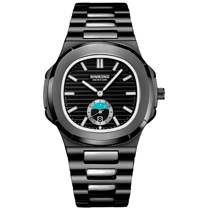 ساعت مچی عقربه‌ای مردانه کوارتز بین باند مدل کلاسیک بند استیل تقویم دار کد 1