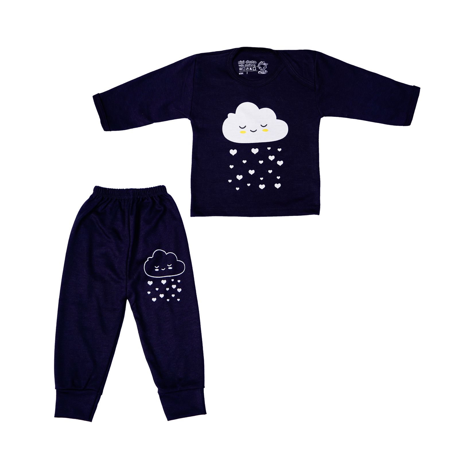 ست تی شرت و شلوار نوزادی مدل ابر بارانی کد 5 رنگ سرمه ای -  - 1