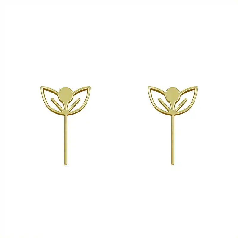 گوشواره طلا 18 عیار زنانه مدوپد مدل برگ کد GA1-15991