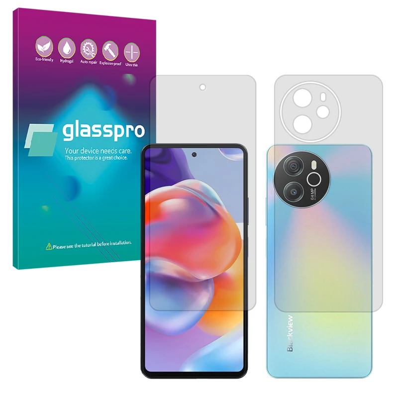 محافظ صفحه نمایش مات گلس پرو مدل Resistant مناسب برای گوشی موبایل بلک ویو Shark 8 به همراه محافظ پشت گوشی