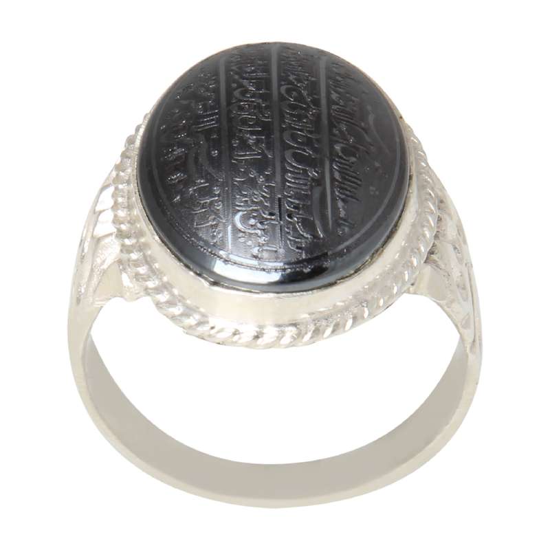 انگشتر نقره مردانه بازرگانی میلادی مدل سنگ حدید کد AM_2300