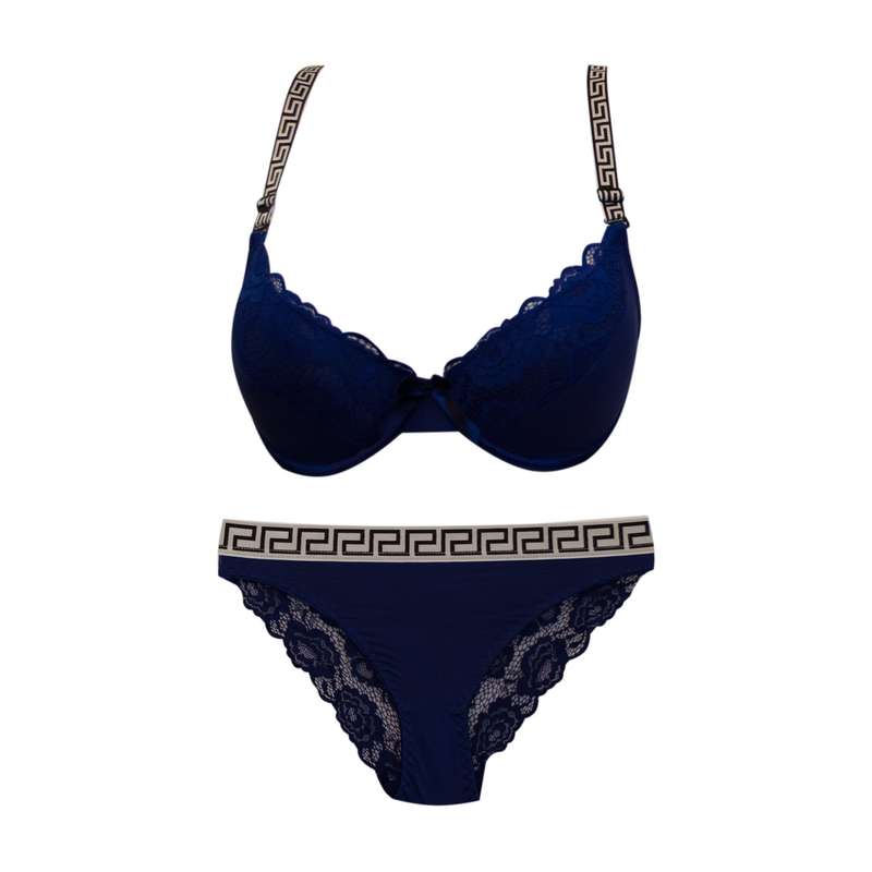 ست شورت و سوتین زنانه مدل اسفنجی بدون جک کد 236 رنگ سرمه ای 