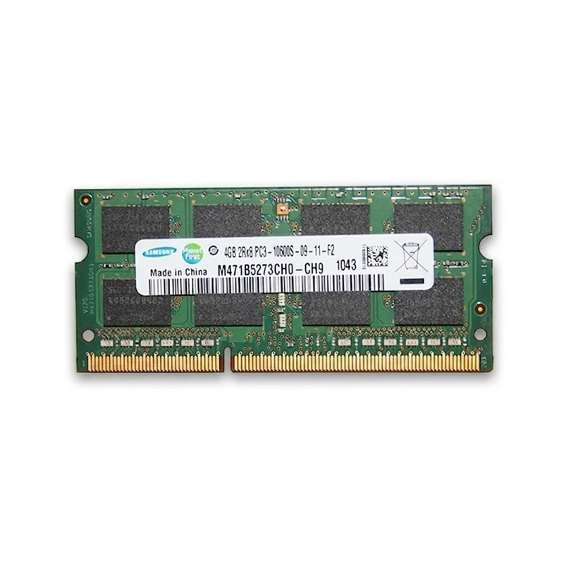 رم لپ تاپ DDR3 تک کاناله 4 گیگابایت سامسونگ مدل M471B5273CH0-CH9 فرکانس 1333 مگاهرتز، تایمینگ CL9، ولتاژ کاری 1.5 و 1.35 ولت، نوع SO-DIMM با 204 پین