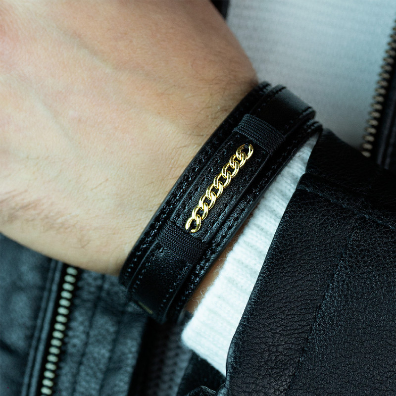 دستبند طلا 18 عیار مردانه مدل چرم مالک 1003