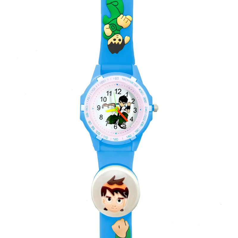 ساعت  مچی عقربه ای پسرانه مدل چراغدار بند سیلیکونی ضد حساسیت طرح بن‌تن کد ۱