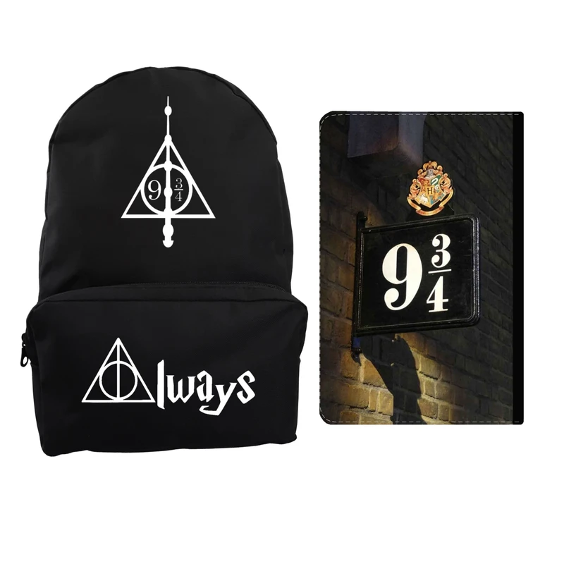 کوله پشتی مدرسه مدل هری پاتر کد 22 به همراه کلاسور مجموعه 2 عددی