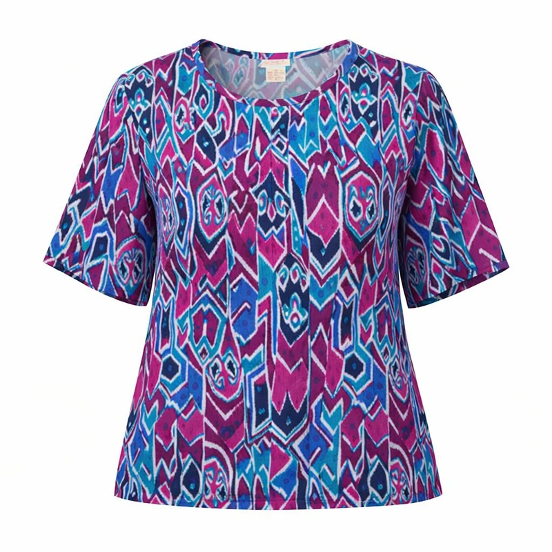 بلوز آستین کوتاه یقه گرد زنانه مدل رخسار