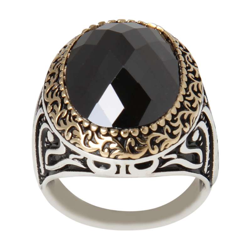 انگشتر نقره مردانه بازرگانی میلادی مدل سنگ حدید کد AM_2275