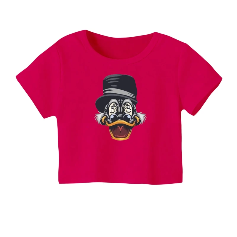 کراپ‌ تی‌شرت آستین کوتاه زنانه مدل اردک کد ۳