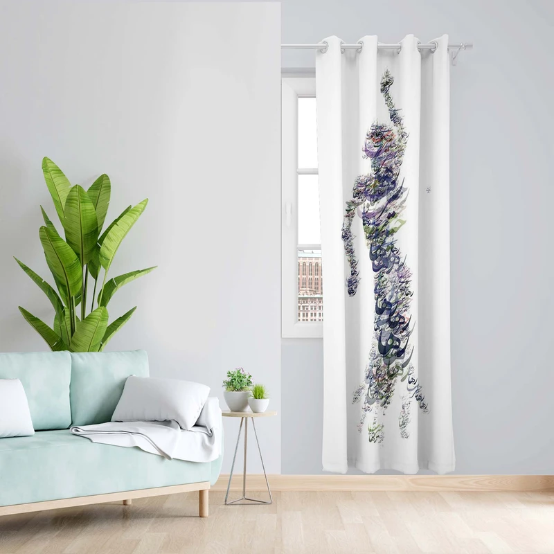 پرده طرح شعر مدل مخمل پانچی کد 5151L z سایز 140x200 سانتی متر
