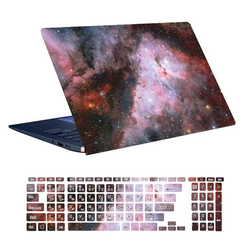 استیکر لپ تاپ توییجین و موییجین طرح Space کد 57 مناسب برای لپ تاپ 15.6 اینچ به همراه برچسب حروف فارسی کیبورد 