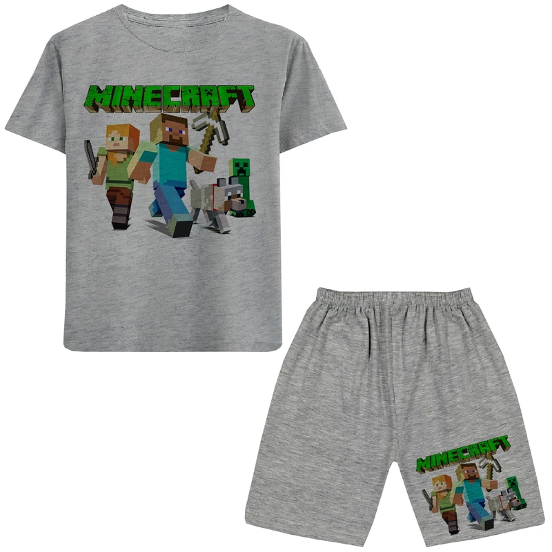 ست تی شرت و شلوارک پسرانه مدل مدل ماینکرفت W65