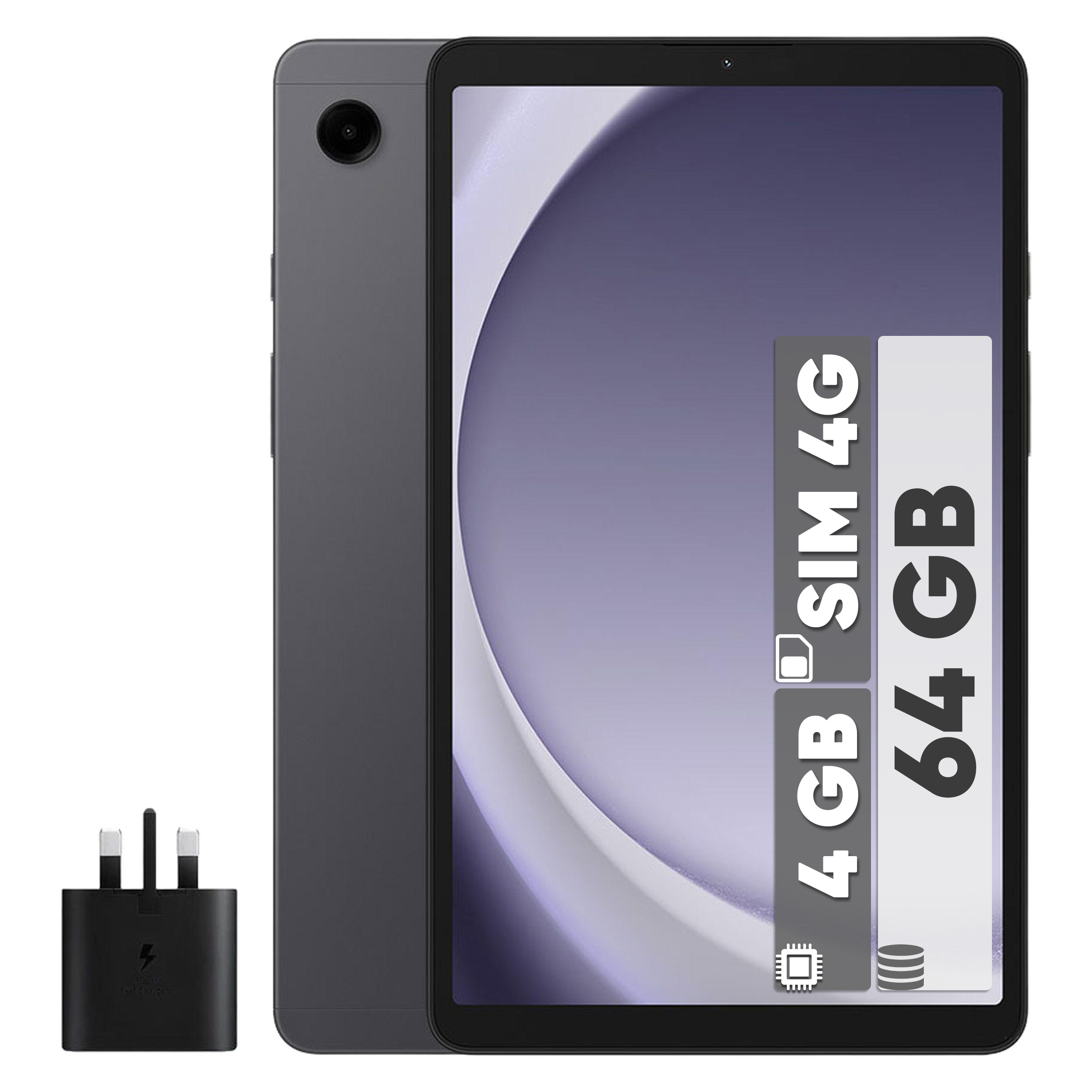 تبلت ۸.۷ اینچ سامسونگ مدل Galaxy Tab A9-4G ظرفیت 64 گیگابایت و رم 4 گیگابایت به همراه شارژر