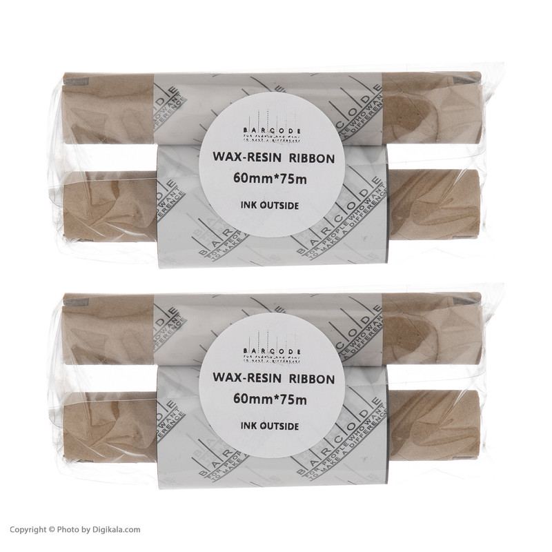 ریبون پرینتر لیبل زن بارکد مدل Wax-Resin 60 mm x 75 m بسته 2 عددی