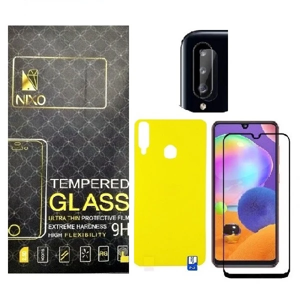 محافظ صفحه نمایش نیکسو مدل FUL مناسب برای گوشی موبایل سامسونگ Galaxy A20s به همراه محافظ پشت گوشی و محافظ لنز دوربین