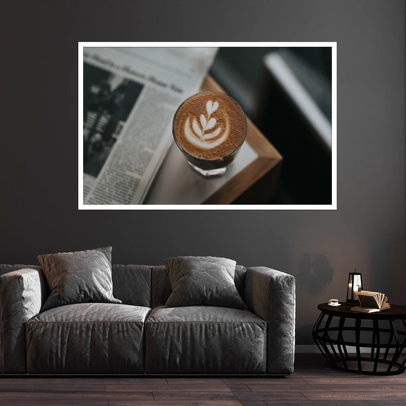تابلو بکلیت طرح کافه و قهوه مدل DY1056 فریم سفید