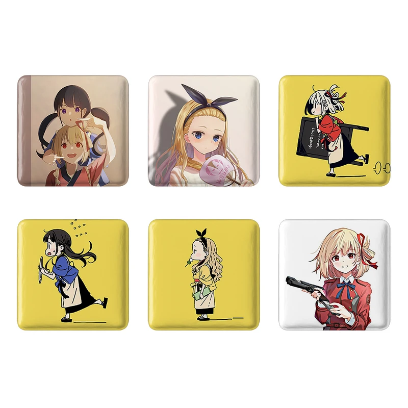 مگنت خندالو طرح انیمه لیکوریس ریکویل Lycoris Recoil کد 1417B مجموعه 6 عددی