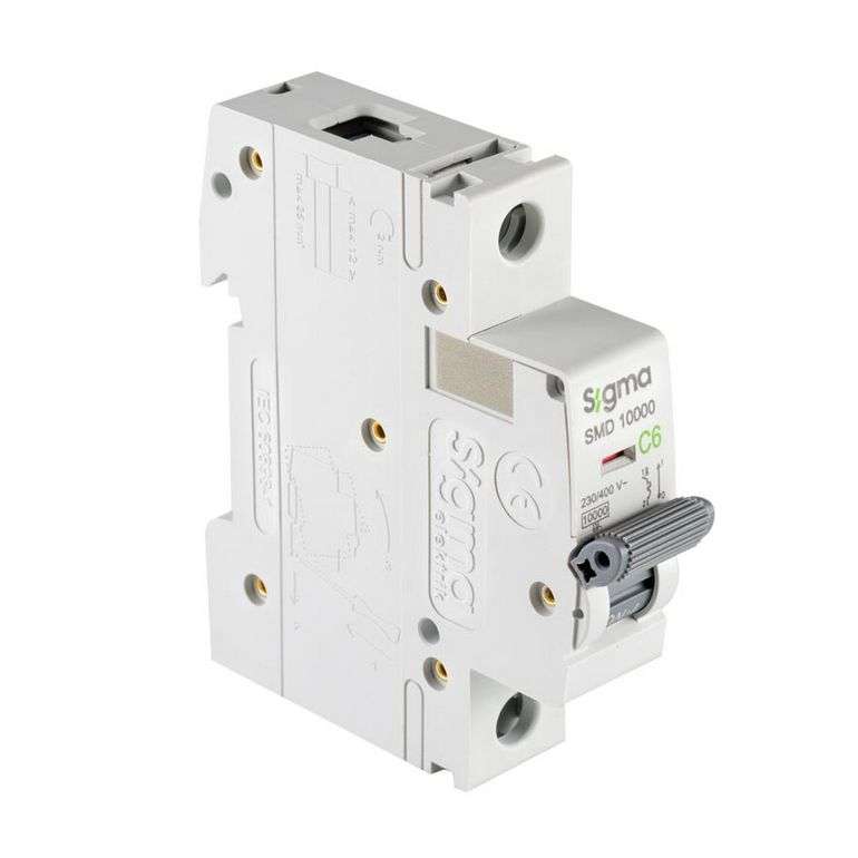 فیوز مینیاتوری تک فاز 10 آمپر سیگما مدل 6000 مجموعه 12 عددی