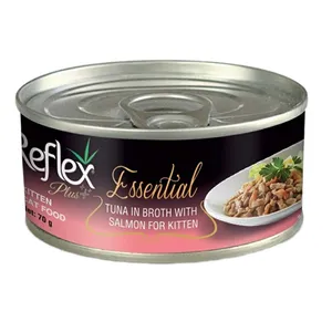 کنسرو غذای بچه گربه رفلکس مدل Tuna In Broth With Salmon For Kitten وزن 70 گرم