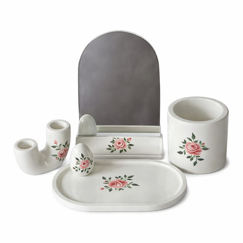 مجموعه ظروف هفت سین 7 پارچه مدل گل سرخی