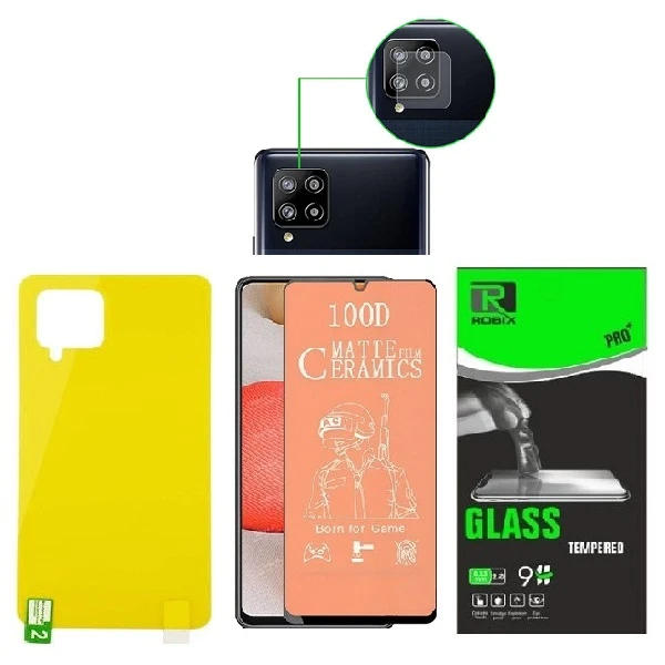 محافظ صفحه نمایش مات  روبیکس مدل CR-A42 مناسب برای گوشی موبایل سامسونگ Galaxy A42 به همراه محافظ لنز دوربین و محافظ پشت گوشی