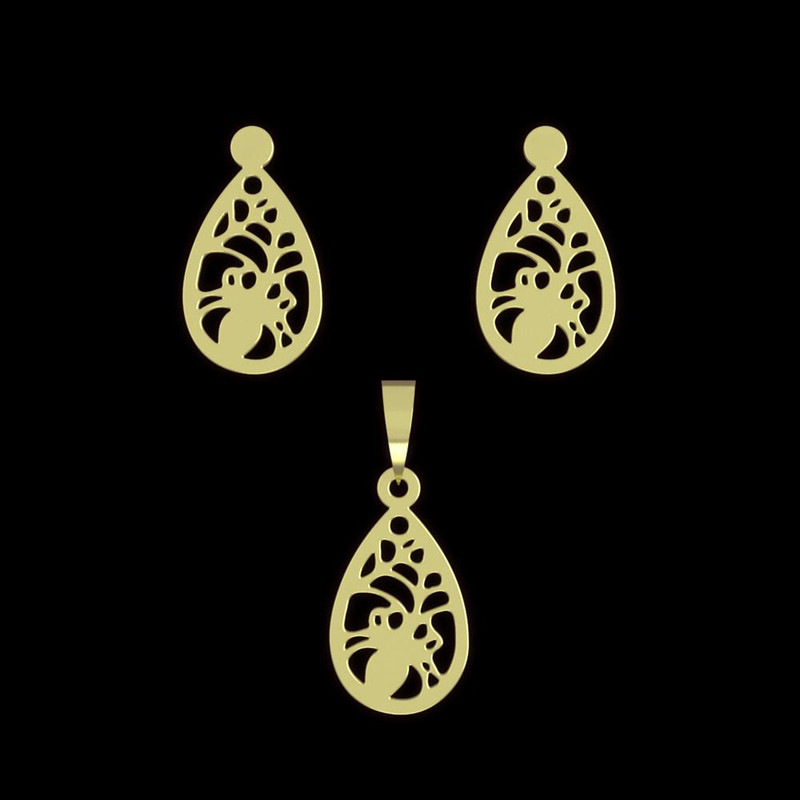 نیم ست طلا 18 عیار زنانه مدوپد مدل عنکبوت کد NA11655