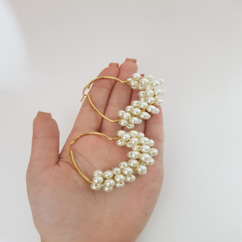 گوشواره دخترانه مدل مرواریدی قلبی