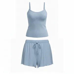 ست تاپ و شلوارک راحتی زنانه مدل پنبه کبریتی کد 05